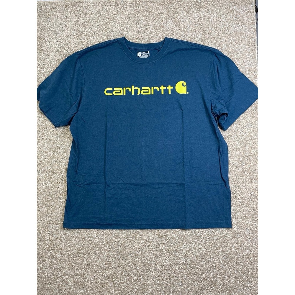 Carhartt Men's Loose Fit Short Sleeve T-Shirt Size XL Blue Graphic Logo Tee EUC